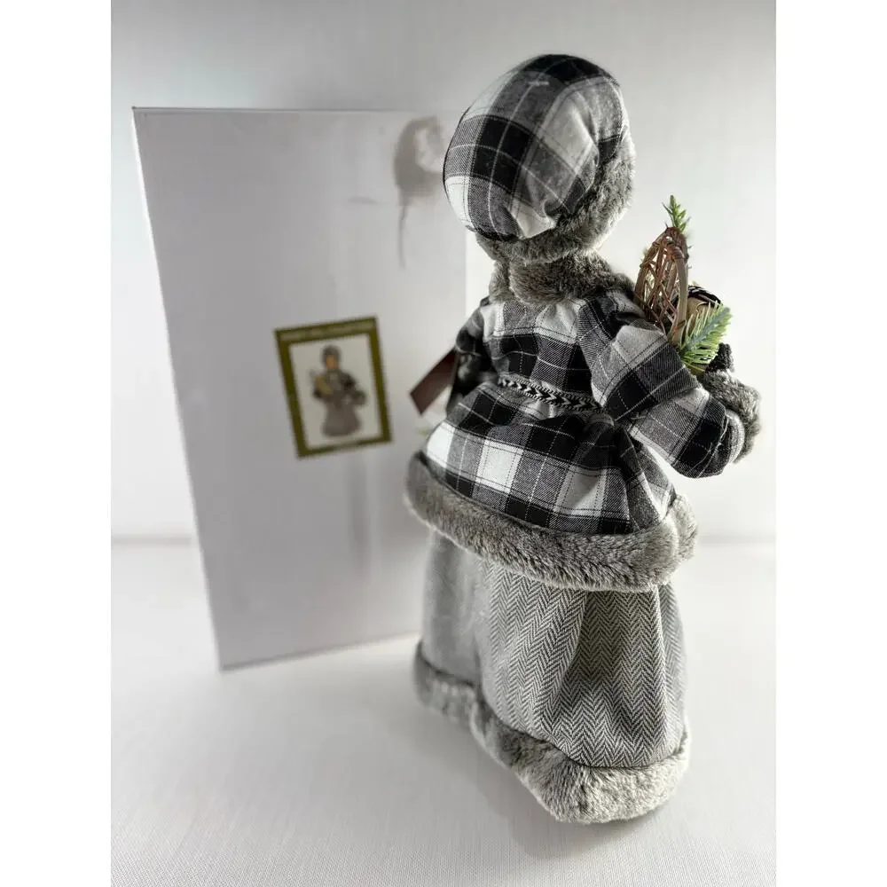 Windy Hill Collection black and white plaid checkered silver Mrs Claus NEW